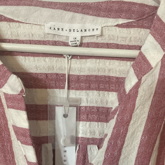 NWT Jane + Delancey Oversized Vertical Stripe High Low Tunic Blouse Size 1X - Picture 3 of 8